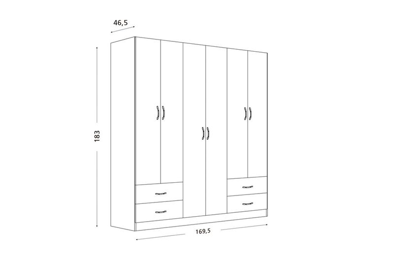 Placard Ricchezze Tana Eco 6 Ptas 4 Cajones Fresno Blanco
