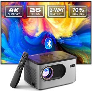 [Enfoque 2s con control remoto] Proyector PANSEBA 4K, proyector Bluetooth nativo 1080P, proyector de