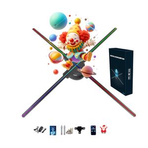 Ventilador 3D de hologram de 24.9 pulgadas, proyector hologram sin tornillos, luces LED HD con