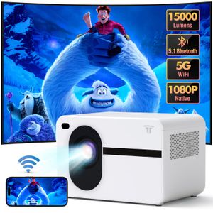 Proyector con Wifi y Bluetooth, Native 1080P 15000L Mini proyector de video de cine en casa,