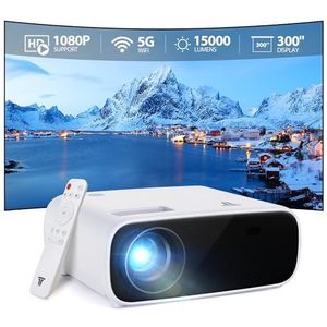 Proyector, proyector nativo 1080P con WiFi y Bluetooth, 15000 lúmenes portátil de película al aire