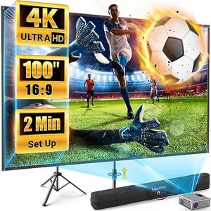 OlarHike Pantalla de proyector portátil con soporte, pantalla de proyección de PVC HD 16:9 4K HD de