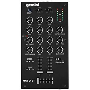 Gemini Sound MXR-01BT Profesional Bluetooth Mezclador DJ de 2 canales EQ de 3 bandas y ganancia 2