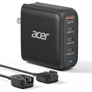 Acer Bloque de cargador USB C de 100 W, cargador de escritorio rápido GaN ? de 4 puertos con cable