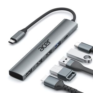 Acer Hub USB C 5 en 1 con HDMI 4K, entrega de energía de 100 W, 3 puertos de datos USB A, adaptador