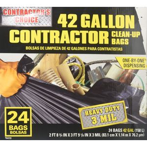 Contractor's Choice - Bolsas de basura de construcción para exteriores de 42 galones (24 unidades)