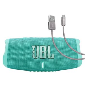 JBL Charge 5 (verde azulado) + paquete con Case Logic trenzado USB tipo C Carga y sincronización (6