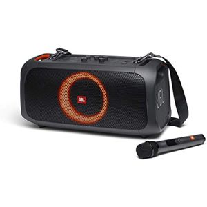 JBL Partybox On-The-Go - Altavoz portátil con luces integradas y micrófono inalámbrico (renovado)