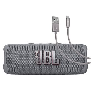 JBL Flip 6 (gris) + paquete con Case Logic trenzado USB tipo C Carga y sincronización (6 pies, gris)
