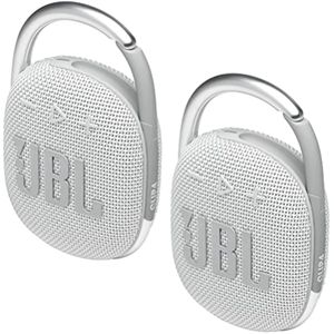 JBL Paquete de 2 altavoces Bluetooth de audio inalámbrico impermeables con clip 4 (blanco)