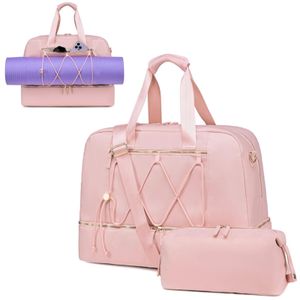 BLUBOON - Bolso de mano para mujer con compartimento para zapatos, lona para viajes nocturnos, asa