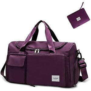 WOOMADA Bolsa de viaje plegable con compartimento para zapatos, bolsa de noche con bolsillo húmedo y