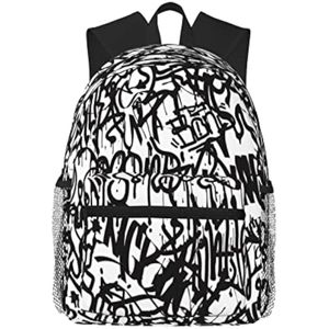 Mochila de viaje para niños y niñas, etiquetas de graffiti, mochila con letras en aerosol, mochila
