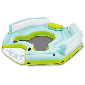 Intex Seascape - Flotador inflable de isla con área más fresca integrada, soporte para tazas y