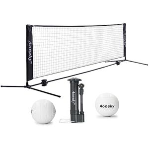 Aoneky Juego de voleibol de piscina, incluye 2 pelotas de voleibol, red, bomba de inflado, juego de