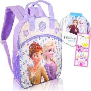 Disney Frozen - Mochila para niñas, paquete con mochila reflectante de Elsa y Anna que incluye