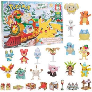 Pokémon - Calendario de Adviento navideño 2024 con licencia oficial, viene con 16 figuras de 2