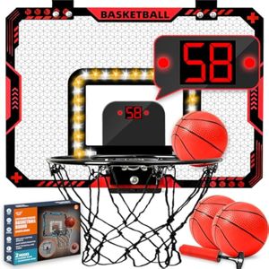 BATURU Mini Basketball Hoop Indoor with LED Lighting &amp; Scoreboard &amp; Sound - Over The Door