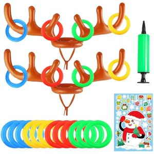 Juegos de fiesta de Navidad, juego inflable de lanzamiento de anillos de reno para niños, adultos y