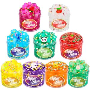 Paquete de 8 slime transparente, juego de slime transparente para niños, regalos de fiesta,