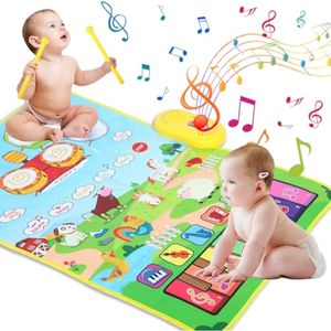 Love&amp;Mini Tapete musical 3 en 1 para niños pequeños de 1 a 3 años con tambor, 6 instrumentos