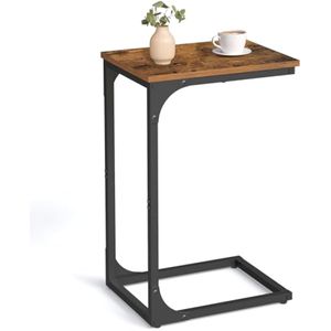 VASAGLE Mesa auxiliar en forma de C, mesa auxiliar pequeña para sofá, mesa de sofá con marco de