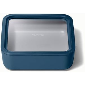 Caraway Recipientes de alimentos de vidrio de vidrio de 4.4 tazas, recubiertos de cerámica, fácil de