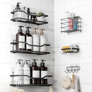 Organizador de ducha esquinero, paquete de 5 organizadores de ducha adhesivos, organizador de baño