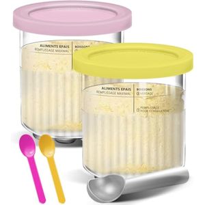 Pintas y tapas de crema para Ninja – Paquete de 4 recipientes cremosos de helado, vasos, frascos,