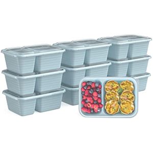 Bentgo Prep - Recipientes de 2 compartimentos con tapas a medida, reutilizables, para microondas,