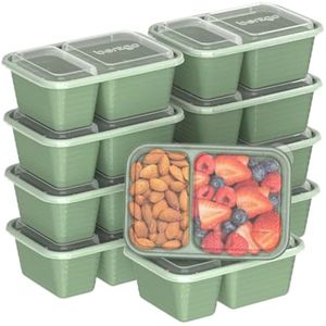 Bentgo Prep - Recipientes de 2 compartimentos con tapas a medida, reutilizables, para microondas,