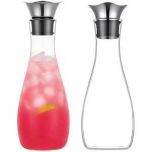 Purefold - Jarra con tapa de acero inoxidable en forma de flor, jarra de agua de vidrio caliente y