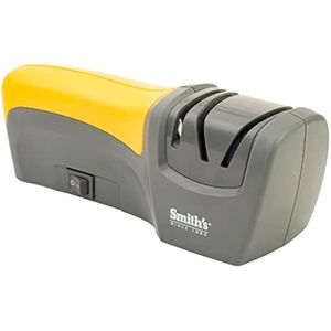Smith's 50005 Edge Pro - Afilador de cuchillos eléctrico compacto, amarillo y gris, afilador de 2