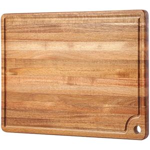 Caperci Better Tabla de cortar grande de madera de acacia para cocina, tabla de cortar con ranura
