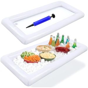 2 barras inflables para servir con bomba – Bandejas de hielo inflables para alimentos, barras