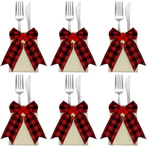 12 piezas de cubiertos de Navidad, soporte de arpillera para utensilios de Navidad, soporte de