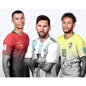 Ikonic Fotohaus Lionel Messi Cristiano Ronaldo Neymar Jr Foto Firmada Autógrafo Impresión Arte de