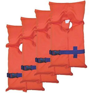Stearns Paquete de 4 chalecos salvavidas tipo II, flotación universal para adultos PFD para