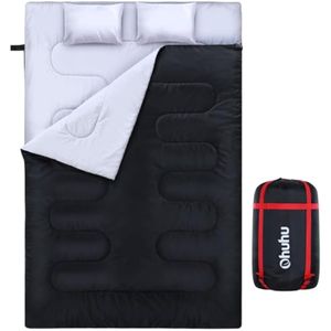 Ohuhu - Saco de dormir para adultos para 2 personas, doble saco de dormir para adultos con 2