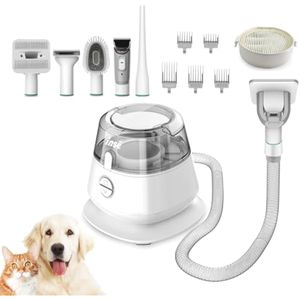 INSE Kit de aseo para mascotas y aspiradora de pelo de perro, kit de aseo de perros con succión 99%