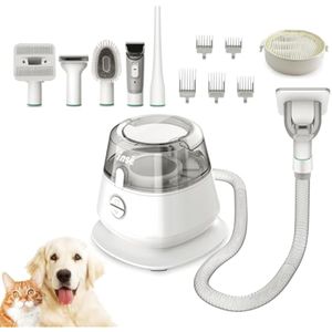 INSE Kit de aseo para mascotas y aspiradora de pelo de perro, kit de aseo de perros con succión 99%