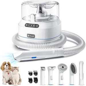 ELS PET Kit de aspiradora de aseo para perros: cortapelos de mascotas 5 en 1 con succión al vacío