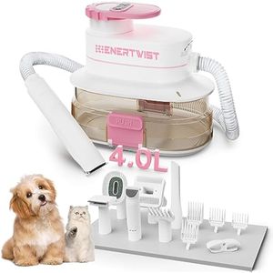 Enertwist Aspiradora de aseo para mascotas, kit de aseo de perros 6 en 1 con taza de aspiradora