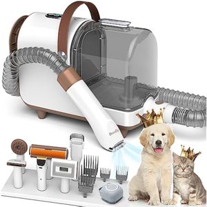 Bunfly Kit de aseo para perros y succión al vacío 99% pelo de mascotas, 7 herramientas de aseo para