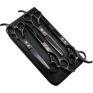 Purple Dragon Juego de tijeras profesionales de 7.0 pulgadas, 4 piezas, para aseo de mascotas, juego