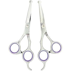 Tijeras de aseo, tijeras de acero inoxidable para perros con punta redondeada de seguridad, kit de