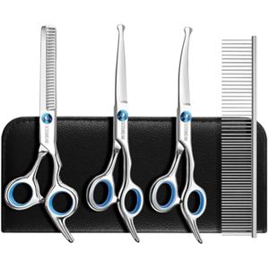 Tijeras de aseo para perros con puntas redondas de seguridad, tijeras 5 en 1 para aseo, tijeras