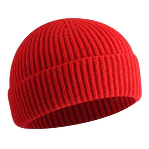 vidsel Gorro corto de pescador para hombres y mujeres, gorro de punto de lana con puño de