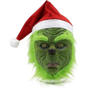Green Christmas Cosplay Mask, Cosplay Mask Halloween Latex Full Head Mask