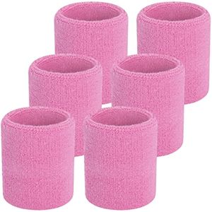 6 Pieces Wrist Sweatbands Sports Wristbands Cotton Sweat Band for Football Basketball, Running, Gym,